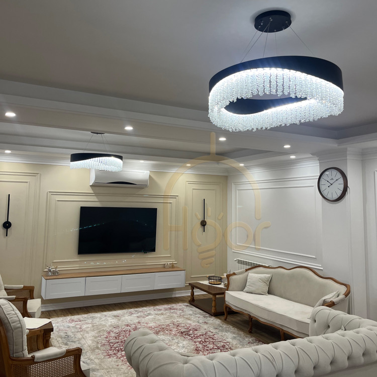 لوستر اتریشی منحنی قطر 70 با کریستال نباتی