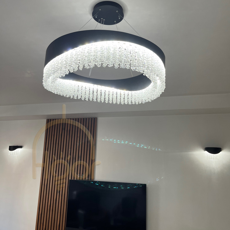لوستر اتریشی منحنی قطر 70 با کریستال نباتی